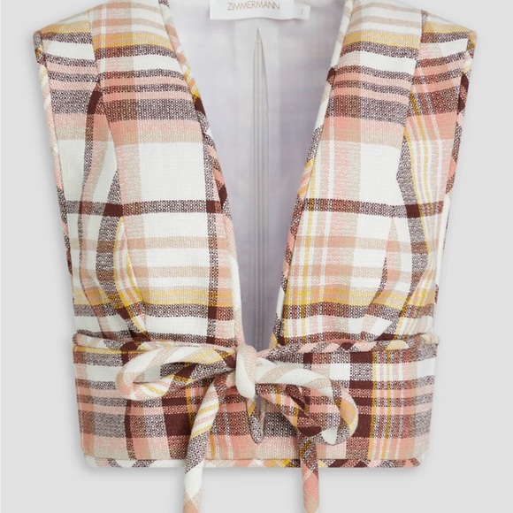 ZIMMERMANN Cropped bow-detailed linen and cotton-blend vest.nwt.retail $650 - Picture 1 of 8